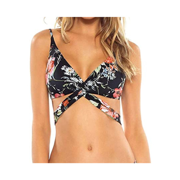 Becca by Rebecca Virtue French Valley Wrap Swim Top Separates Black Small NWT - Picture 3 of 3